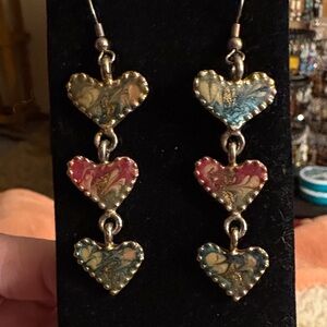 Hand Crafted Multicolor Heart Earrings